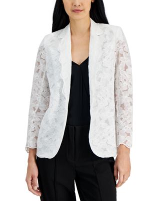 Anne Klein - Women's Floral Embroidered Open Front Blazer