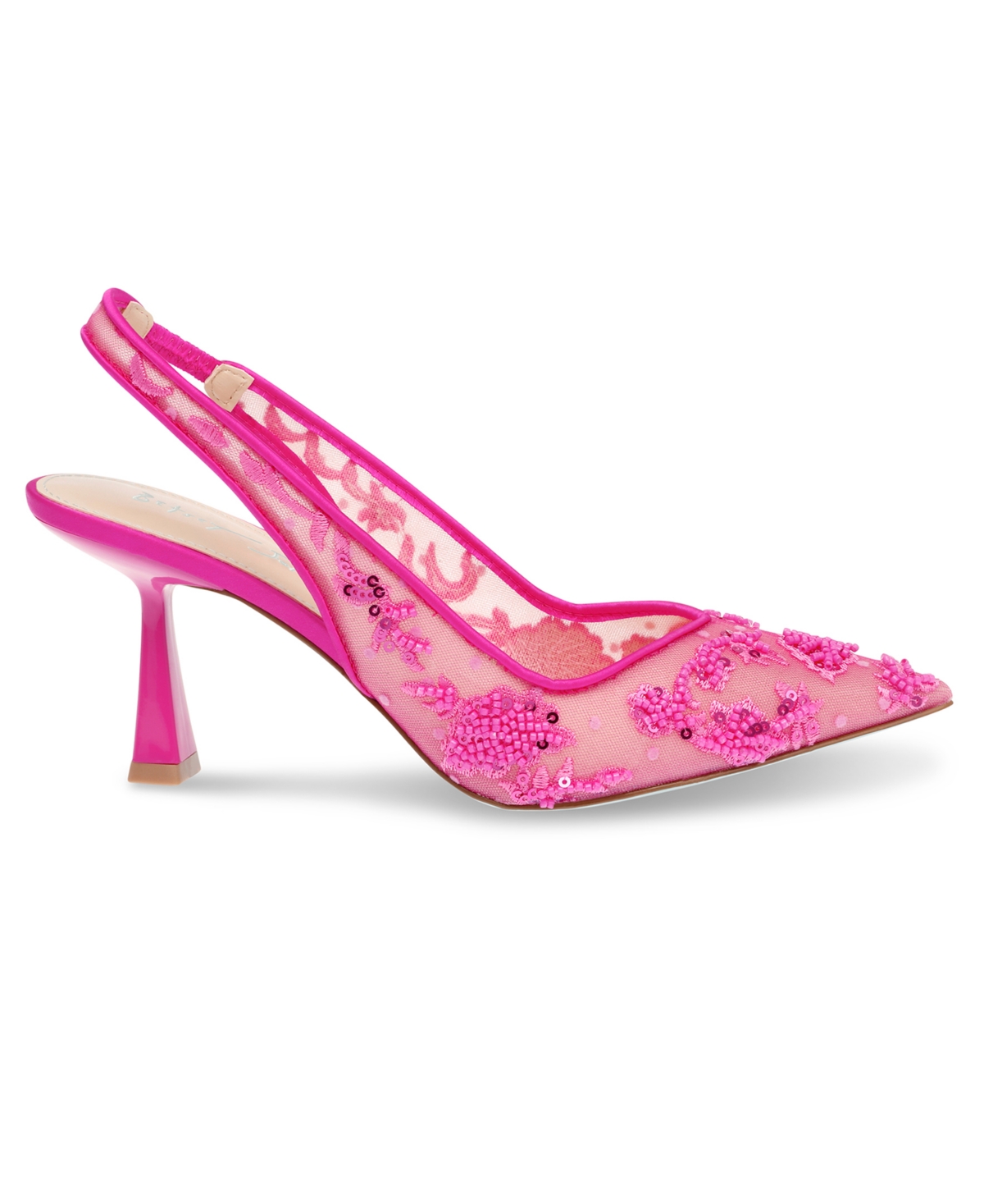 BETSEY JOHNSON NIKKI EMBROIDERED SLINGBACK EVENING PUMPS 