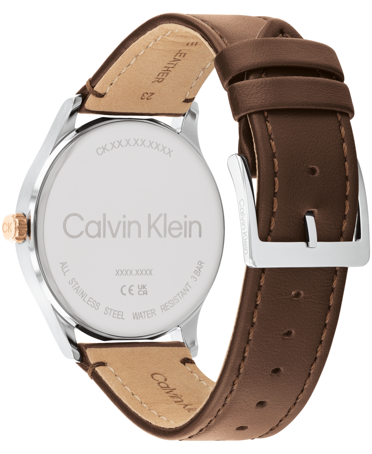 Shop Calvin Klein Men's Ascend Brown Leather Strap Watch 43mm