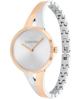 Women's Joyful Two-Tone Stainless Steel Bangle Bracelet Watch 30mm