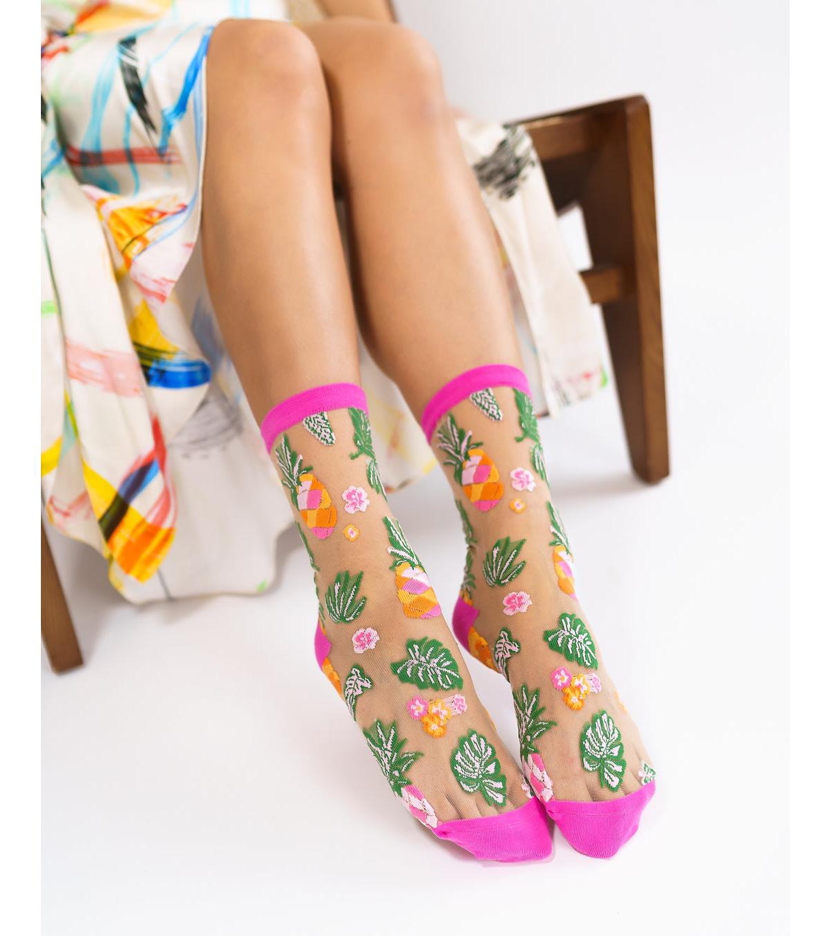 Shop Sock Candy Women's Tropical Pineapples Sheer Sock