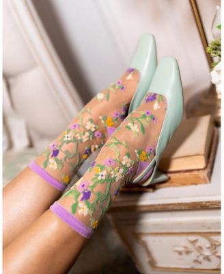Women's Heart Floral Sheer Sock