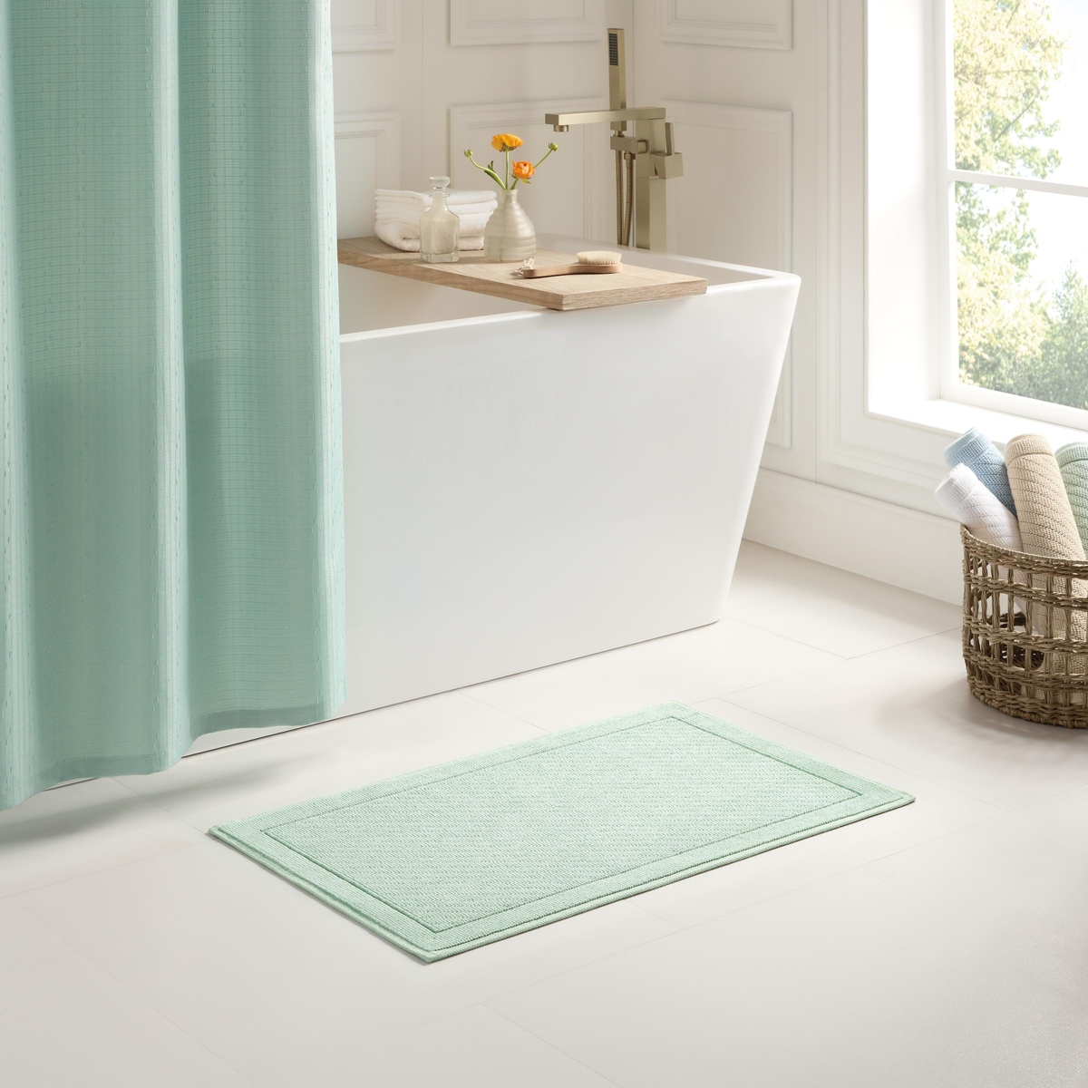 Host & Home Cotton Bath Rug, Stylish Textured Woven Design, Slip Resistant Backing, 5 Color Options, 20x32