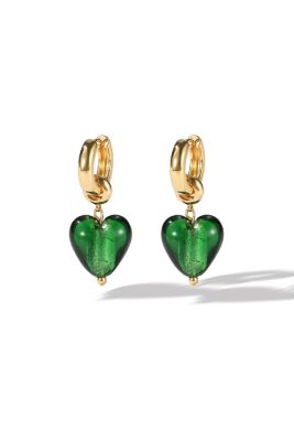 Esmee Glaze Heart Dangle Earrings - Green 95$