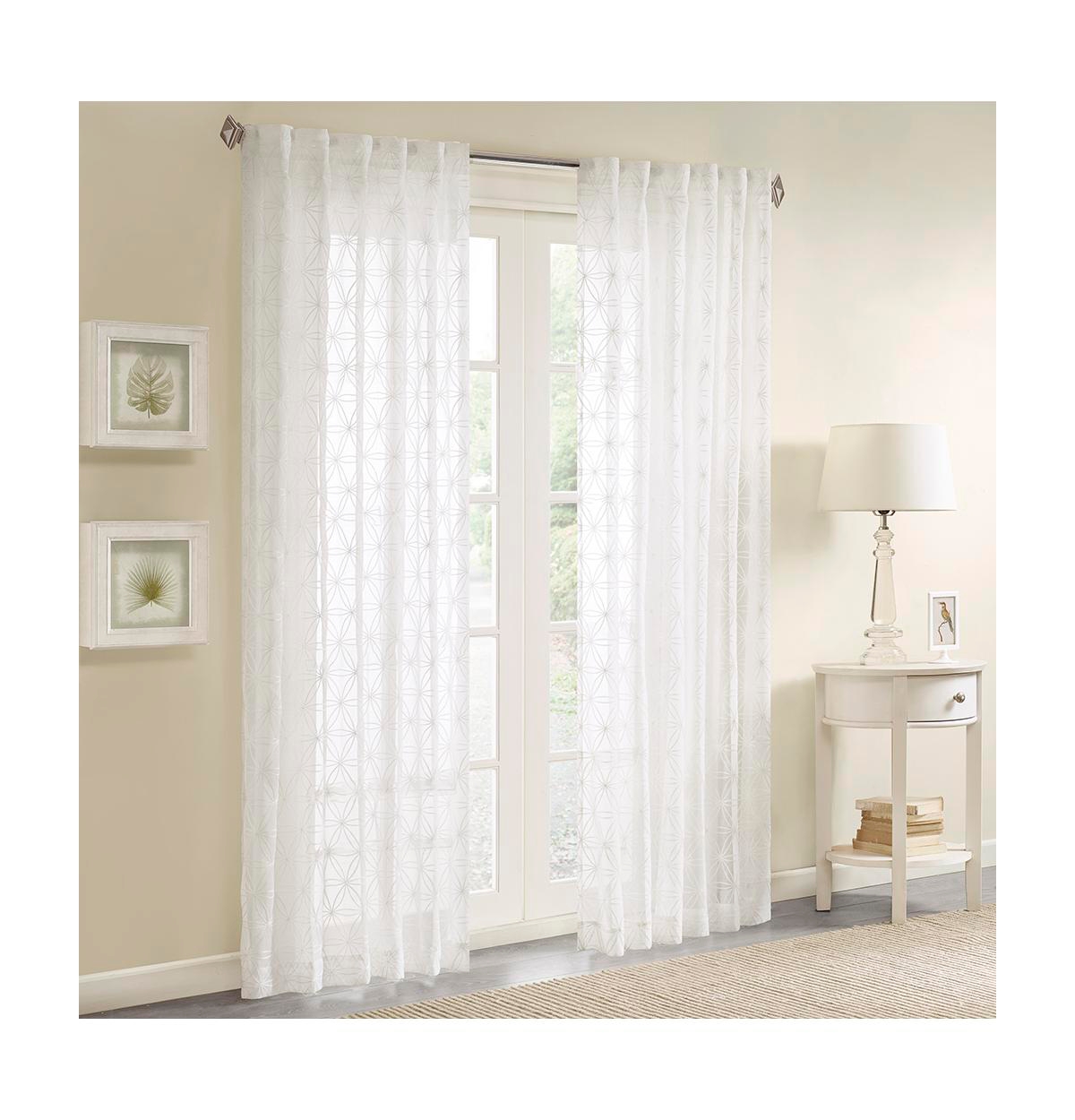 Gemma Sheer Embroidered Window Curtain, 50"W x 84"L - White