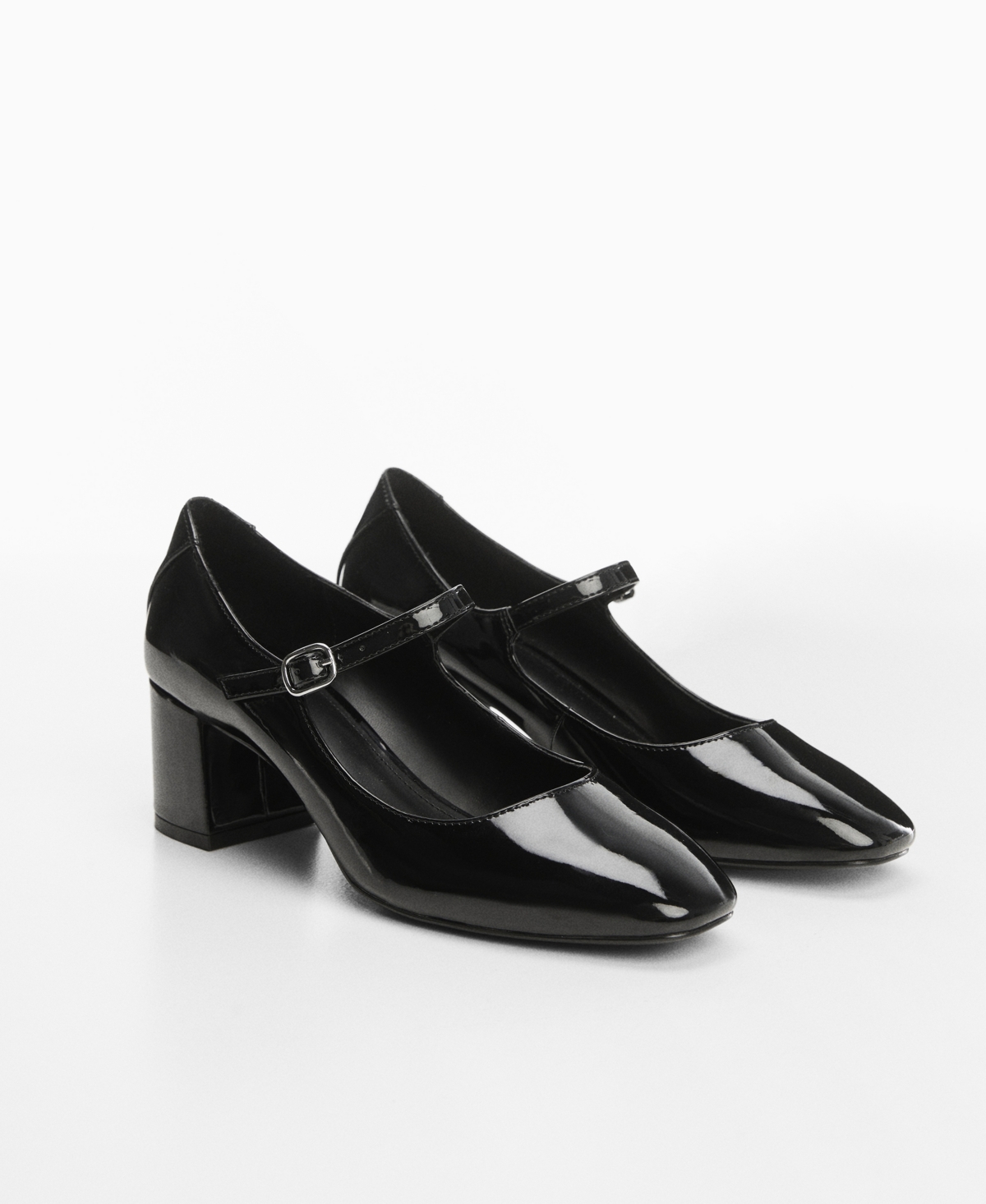 Shop Mango Women's Patent Leather-effect Heeled Shoes In Black