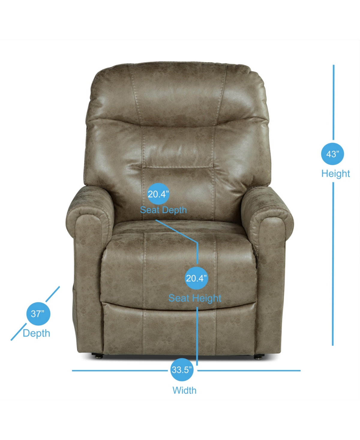 Steve Silver Ottawa 34" Power Lift Chair, Heat, Massage In Medium Brown