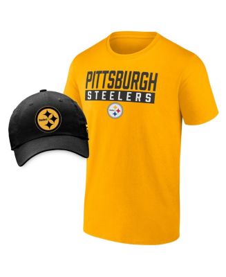 Fanatics Men's Gold, Black Pittsburgh Steelers T-shirt and Adjustable ...