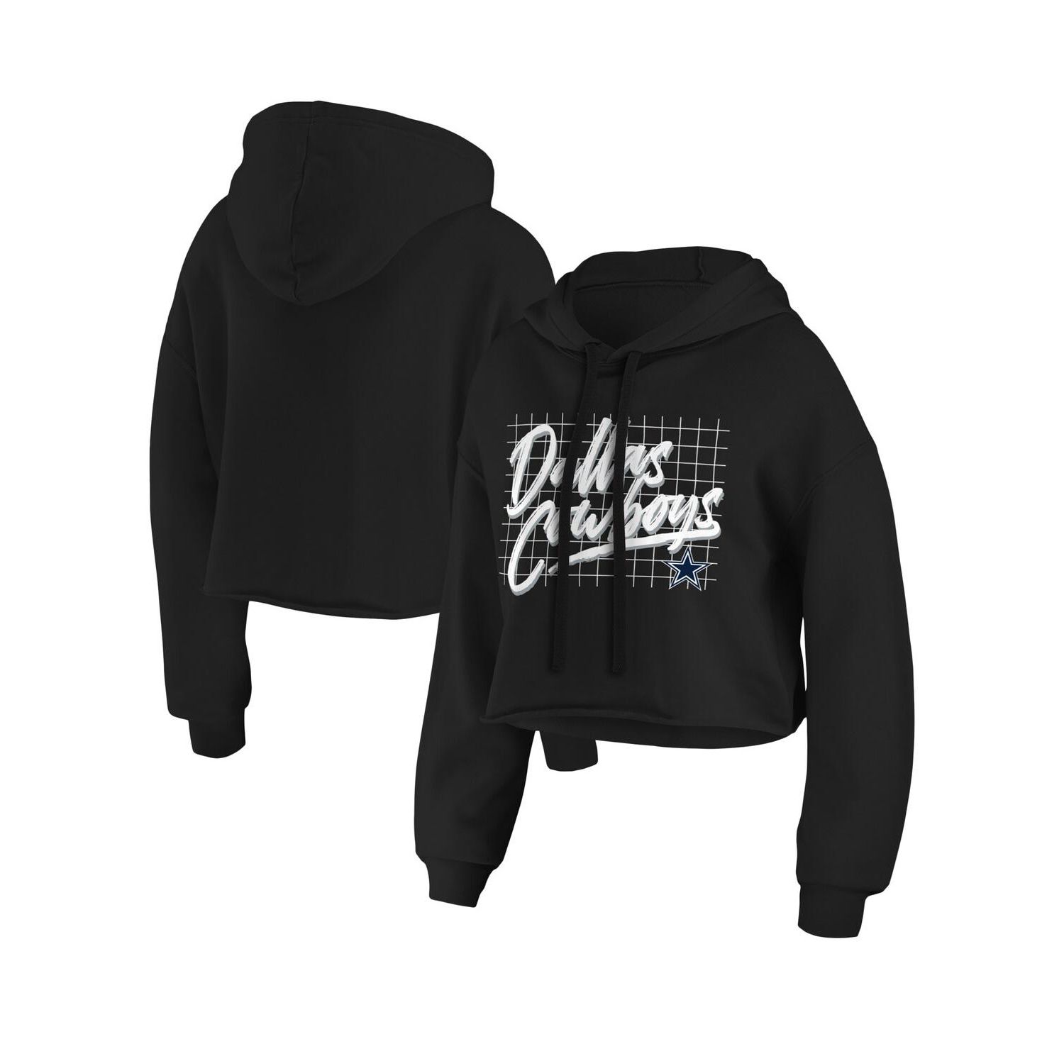 Women's Black Dallas Cowboys Domestic Cropped Pullover Hoodie