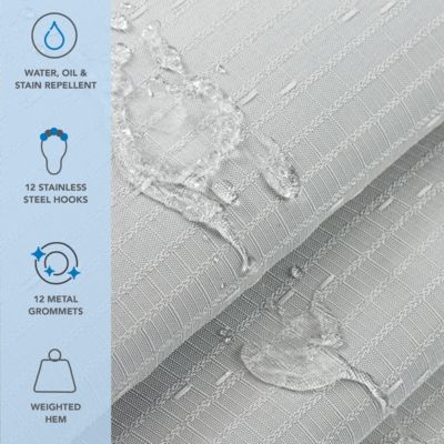 Host & Home Raindrop Stripe Textured Shower Curtain Set with 12 Metal Rolling Rings, Weighted Hem, Rust-Proof Grommets, Fine 100% Polyester Yarn, 72x72, Three Proof Treatment Repels Water, Stains, & Oil
