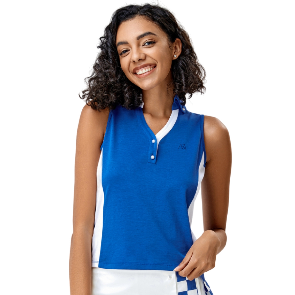 Women's Bellemere Collared Two-Tone Vest Top - Blue