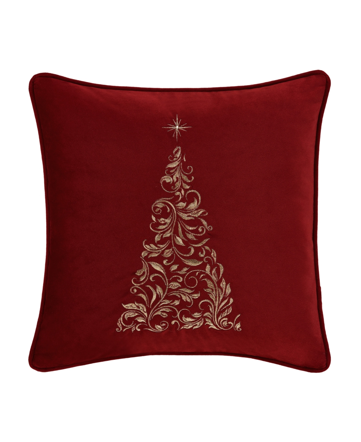 J Queen New York Scroll Christmas Tree Square Decorative Pillow, 18" X 18" In Crimson