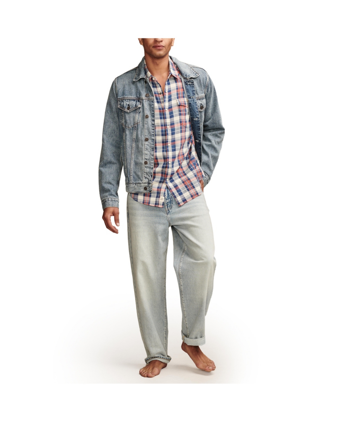 Lucky Brand Men's Plaid Western Shirt