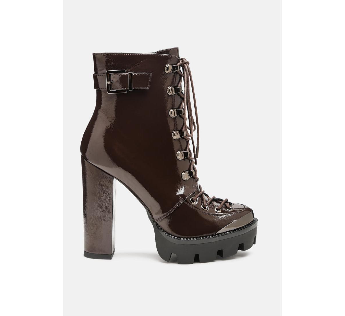 lobra high heel lace up ankle boots - Dark brown