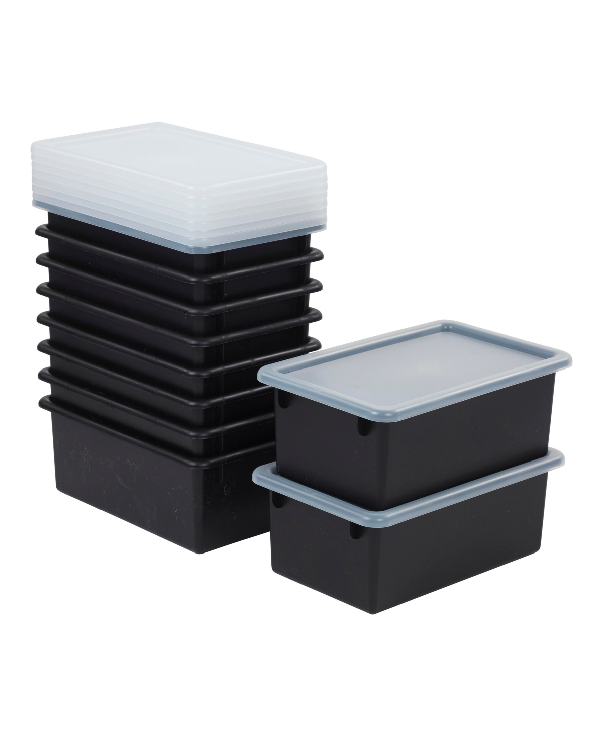 Cubby Storage Bin with Lid, Multipurpose Organization, 10-Piece - Light grey