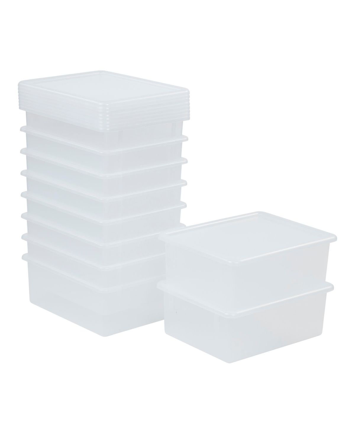 Letter Size Tray with Lid, Storage Containers, 10-Pack - Light grey