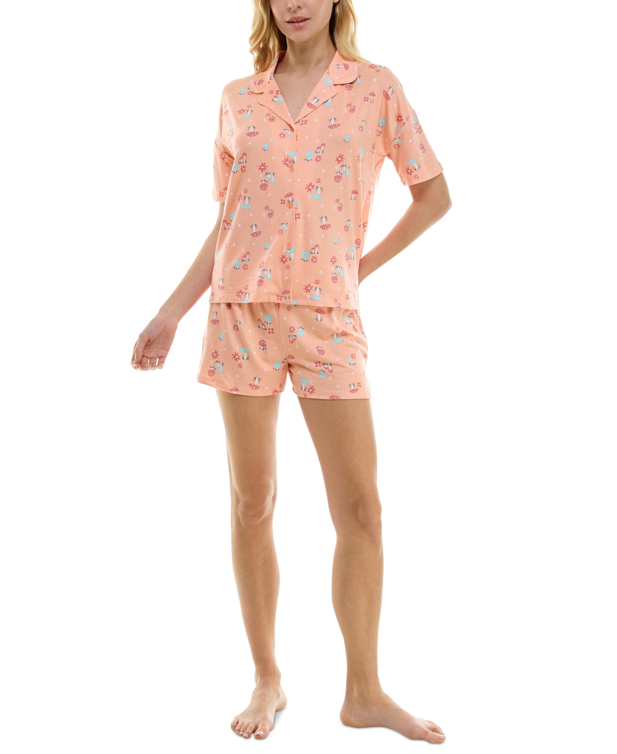 Women's 2-Pc. Printed Short Pajamas Set - Moodie Mushrooms