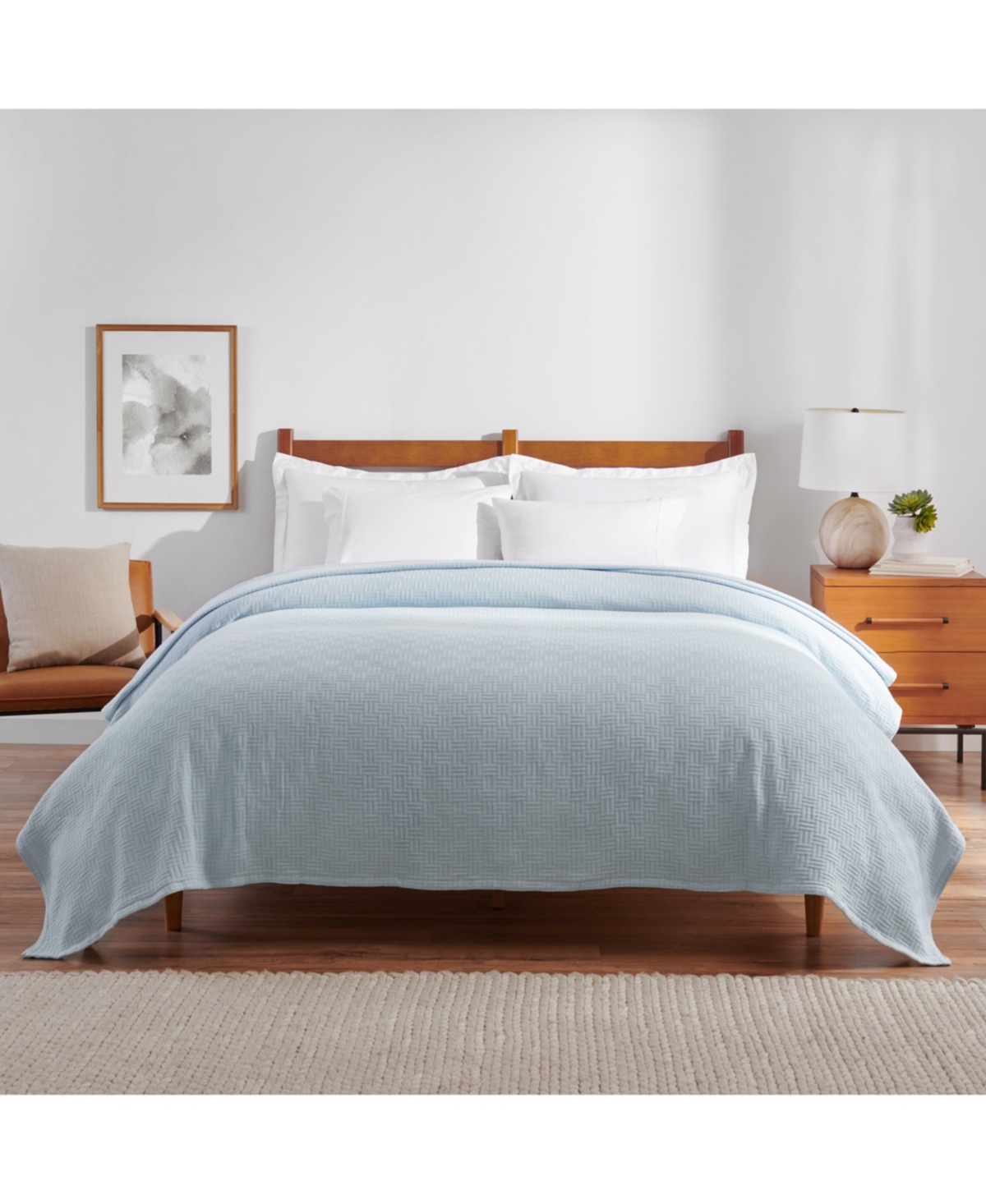 Arkwright Home Host & Home 100% Cotton Basketweave Blanket, Lightweight Blanket, 300GSM, 5 Color Options, - 104x90