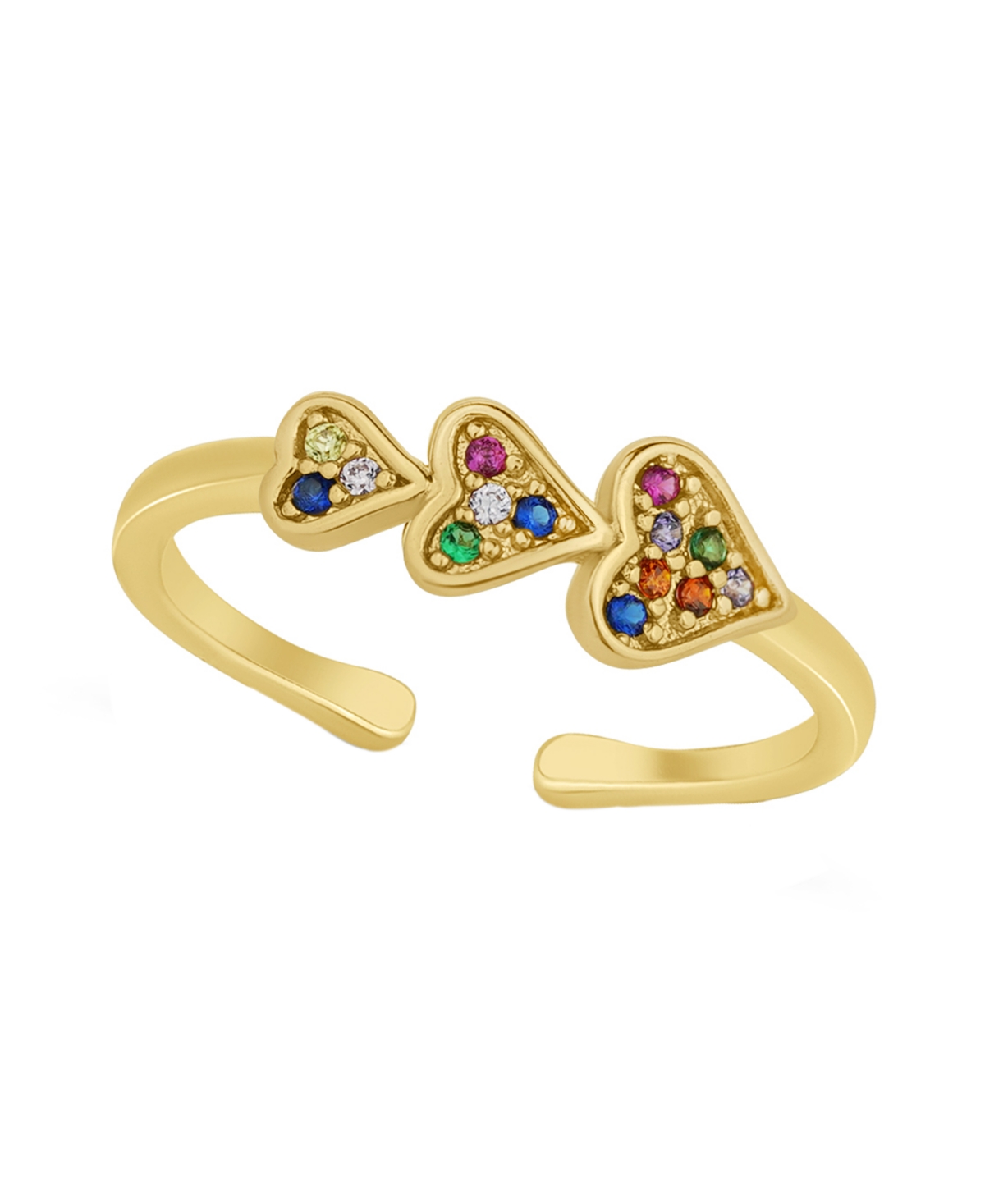 Shop And Now This Multi Cubic Zirconia Triple Heart Toe Ring In Gold