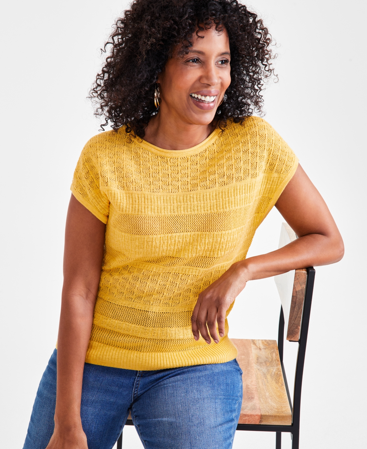 Style & Co Petite Boat-neck Dolman-sleeve Sweater, Created For Macy's In Cornmeal Yellow
