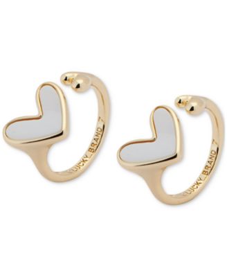 Lucky Brand - Silver-Tone Mother-of-Pearl Heart Open Ring