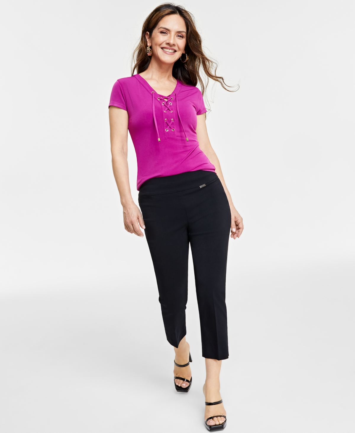 I.n.c. International Concepts Petite Mid Rise Straight Leg Capri Pants Created for Macy s Indigo Sea Smart Closet