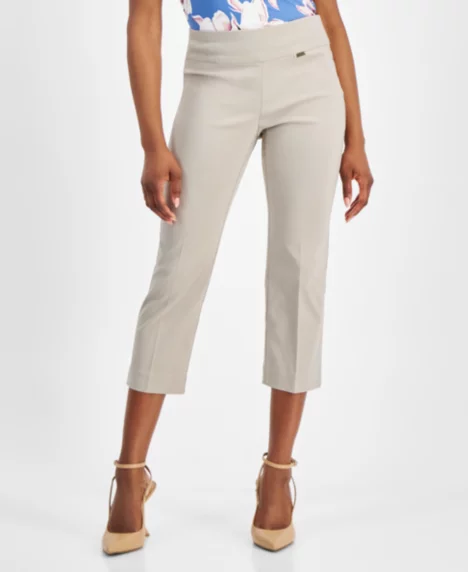 Petite Mid-Rise Straight-Leg Capri Pants - Summer Straw
