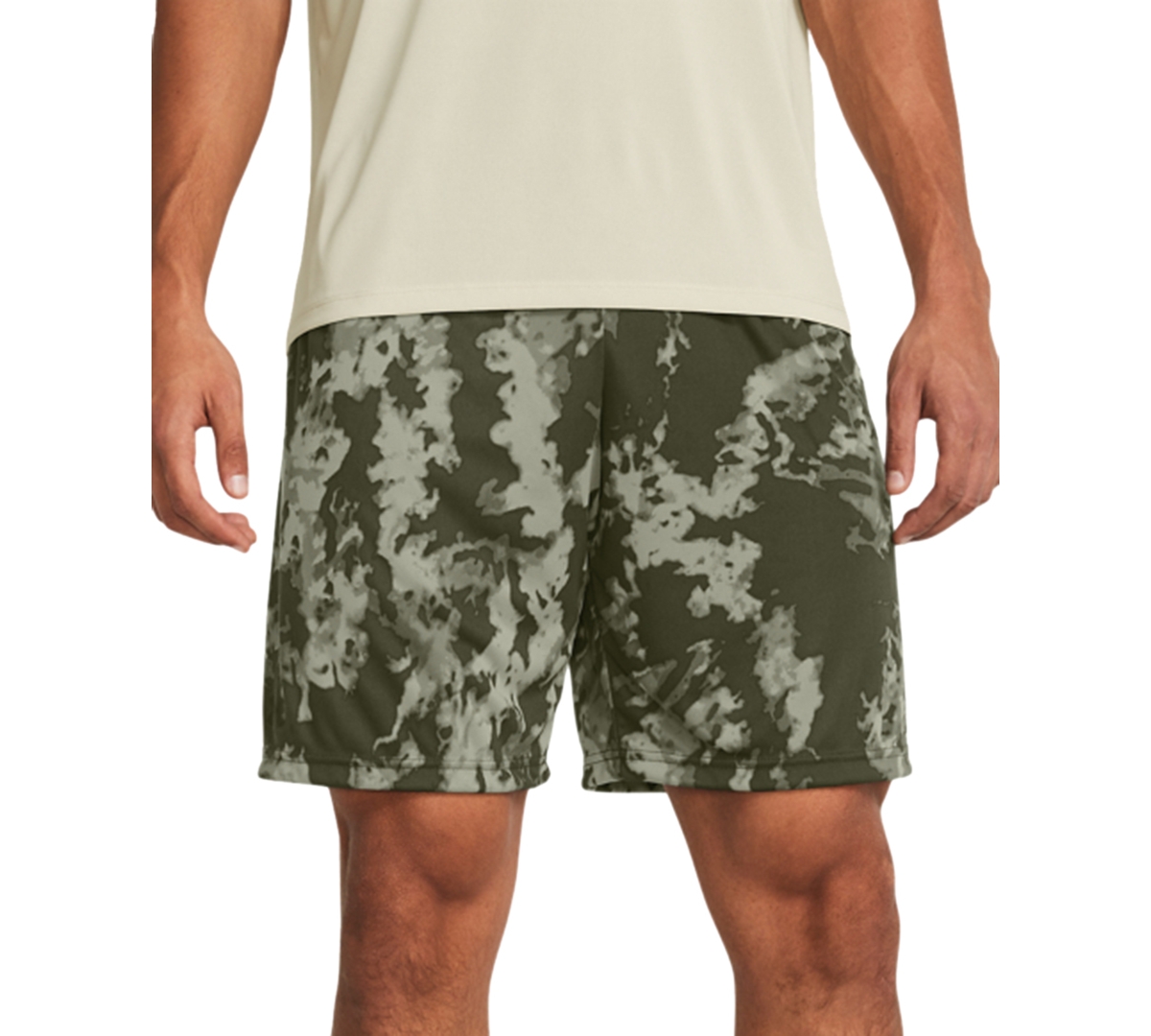 Under Armour Men's Ua Tech Loose-fit Camouflage 10" Performance Shorts In Od Green,blk