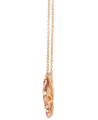 Lab Grown Pink Sapphire & Lab Grown White Sapphire, Butterfly 18" Pendant Necklace in 14k Rose Gold-Plated Sterling Silver