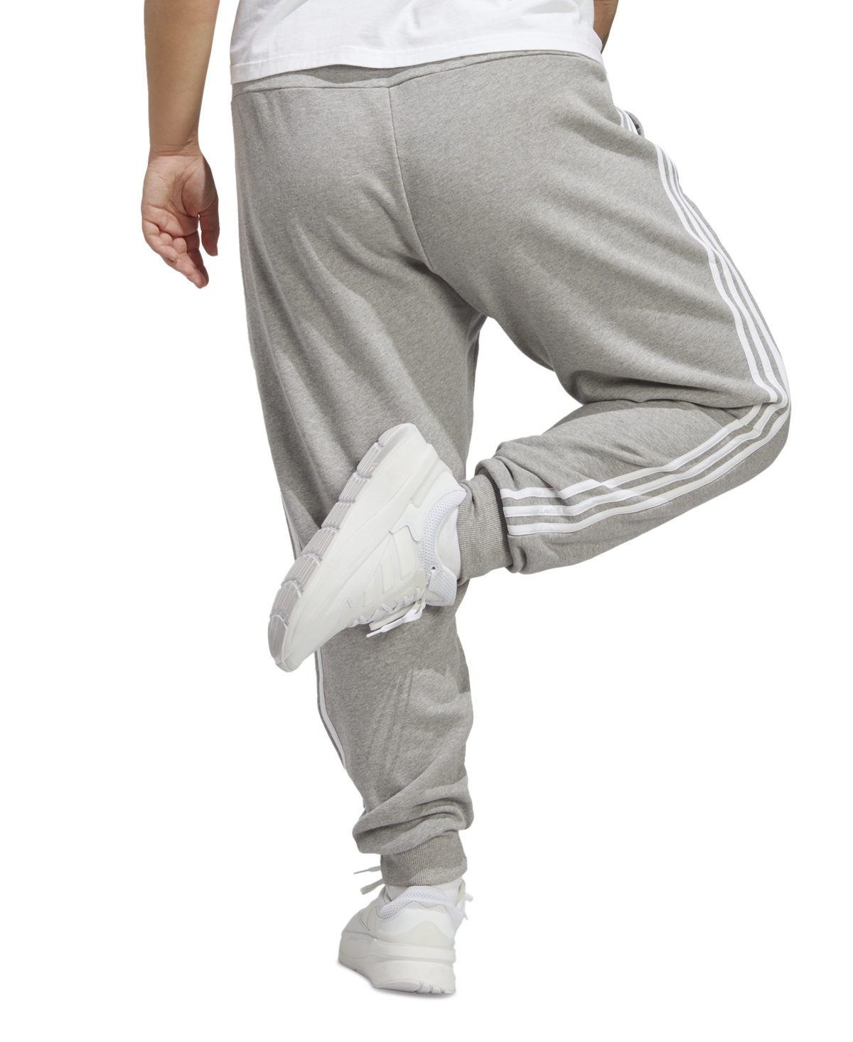 adidas Plus Size Essentials 3-Striped Cotton French Terry Cuffed Joggers -white