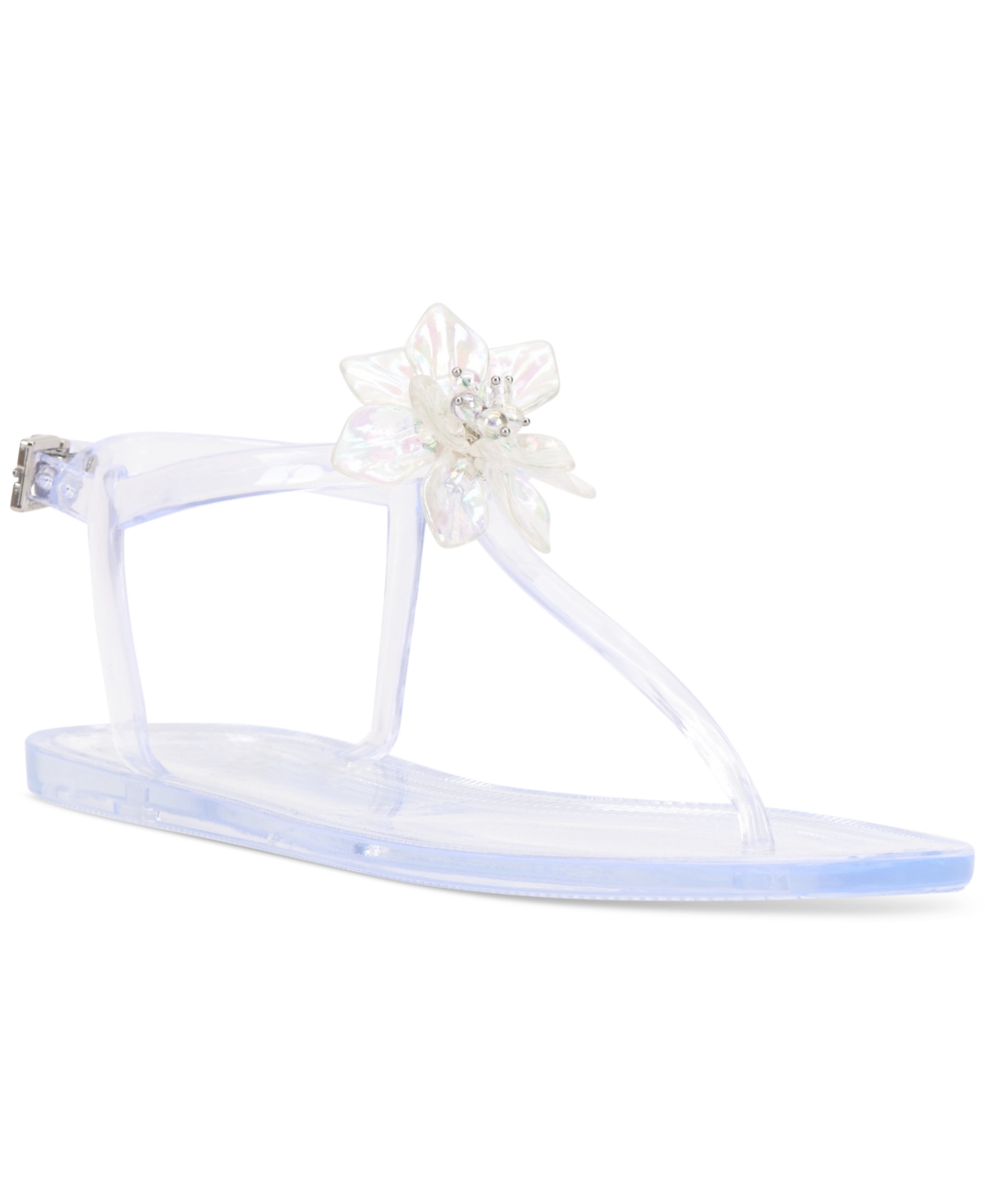 Shop Vince Camuto Jelynn Beaded Flower Embellished Thong Sandals In Clear Iridescent