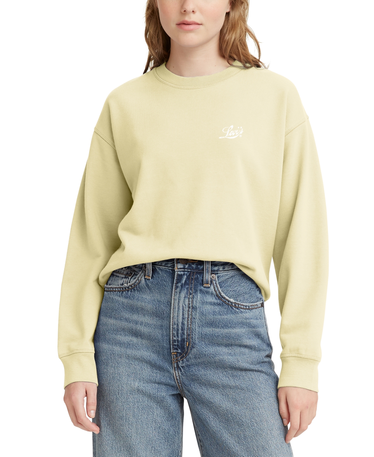 Shop Levi's Women's Comfy Logo Fleece Crewneck Sweatshirt In Sunset Anise Flower