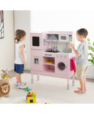 Pretend Play Kitchen for Kids with 16 Pieces Accessories