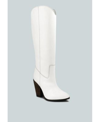 Rag and Co Womens GREAT-STORM White Leather Calf Boots