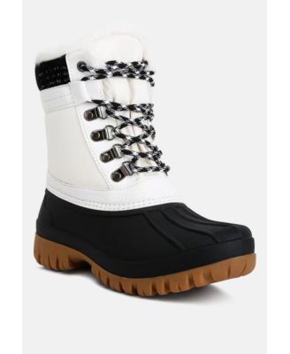 Womens capucine fur collar contrasting lug sole boots