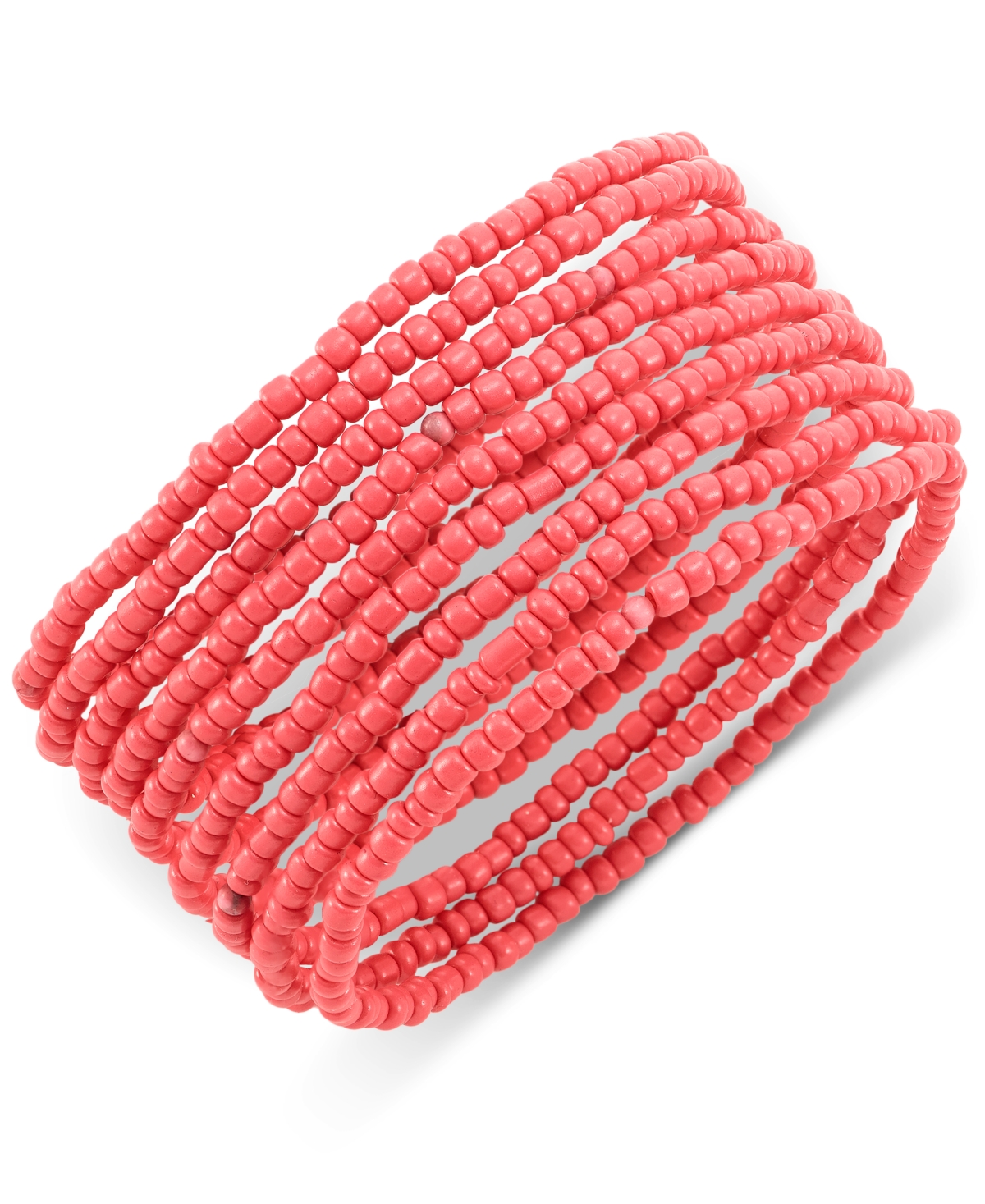 Shop Style & Co 9-pc. Color Seed Bead Stretch Bracelets, Created For Macy's In Coral