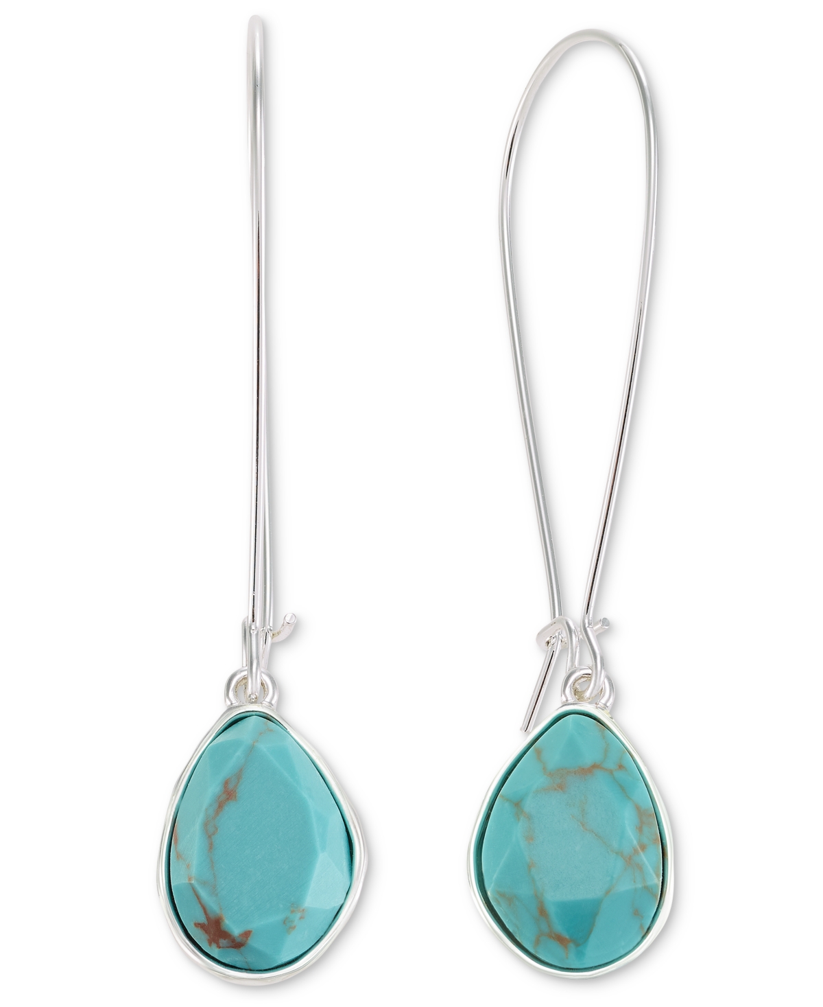 Shop Style & Co Stone Linear Drop Earrings, Created For Macy's In Turq