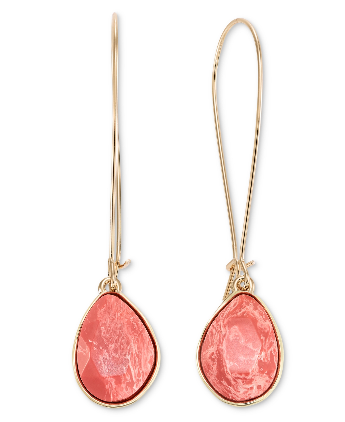 Shop Style & Co Stone Linear Drop Earrings, Created For Macy's In Coral