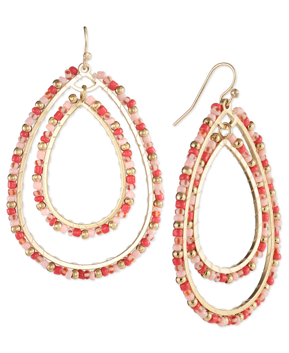 Shop Style & Co Mixed-metal Crystal Double Oval Earrings, Created For Macy's In Coral