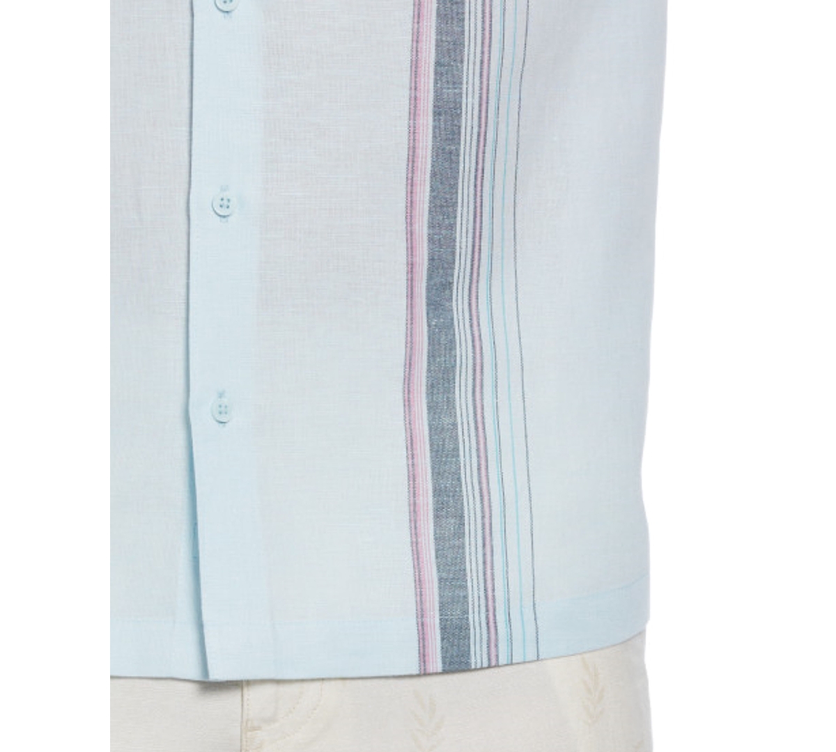 Shop Cubavera Men's Regular-fit Multicolor Panel Linen Shirt In Blueglow