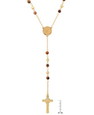 Men's Gold-Tone Lords Tiger's Eye Prayer Rosary Lariat 30" Necklace