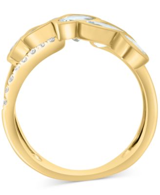EFFY&reg; Aquamarine (1-7/8 ct. t.w.) & Diamond (1/4 ct. t.w.) Crossover Statement Ring in 14k Gold