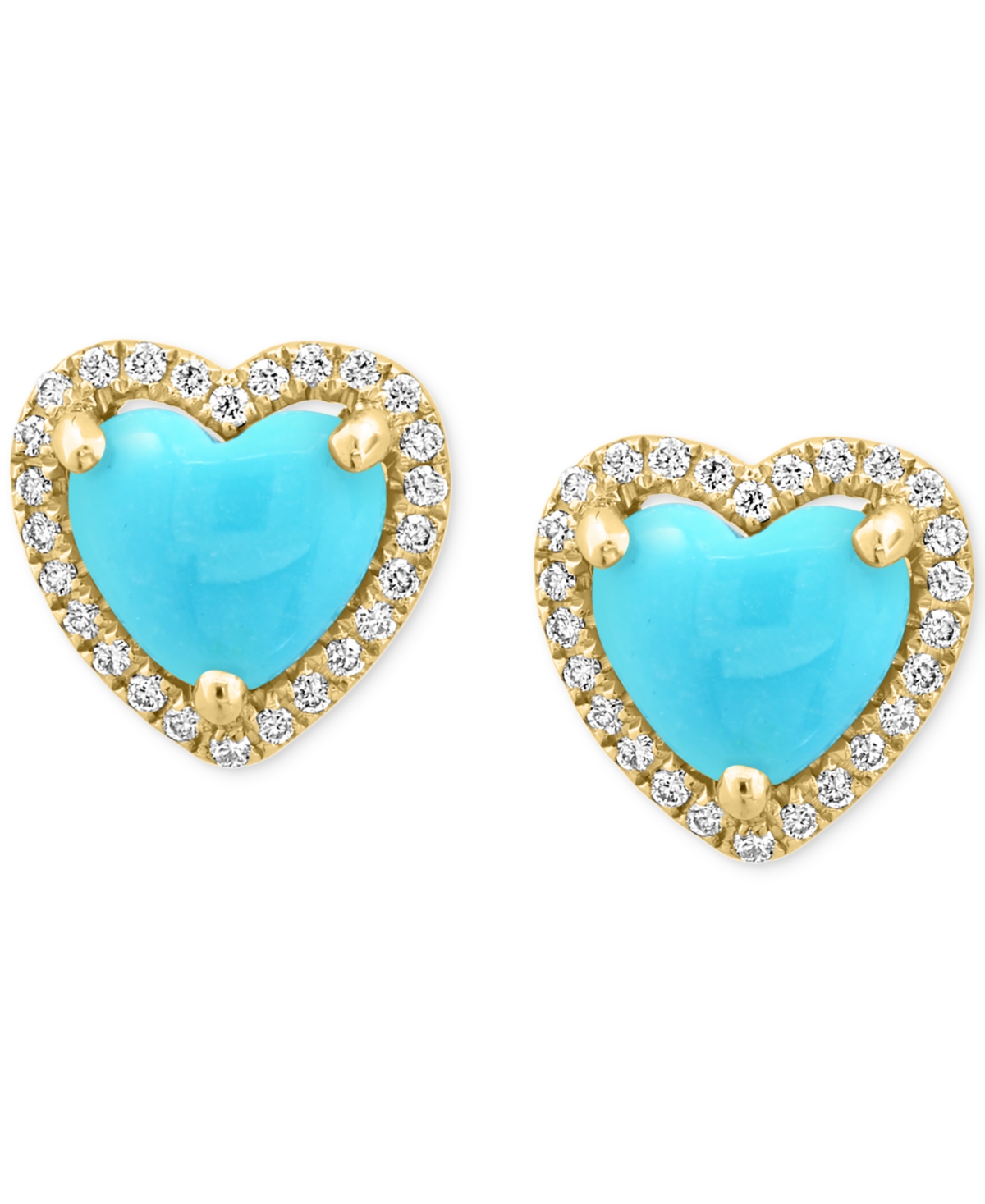 Effy Turquoise & Diamond (1/6 ct. t.w.) Heart Halo Stud Earrings in 14k Gold