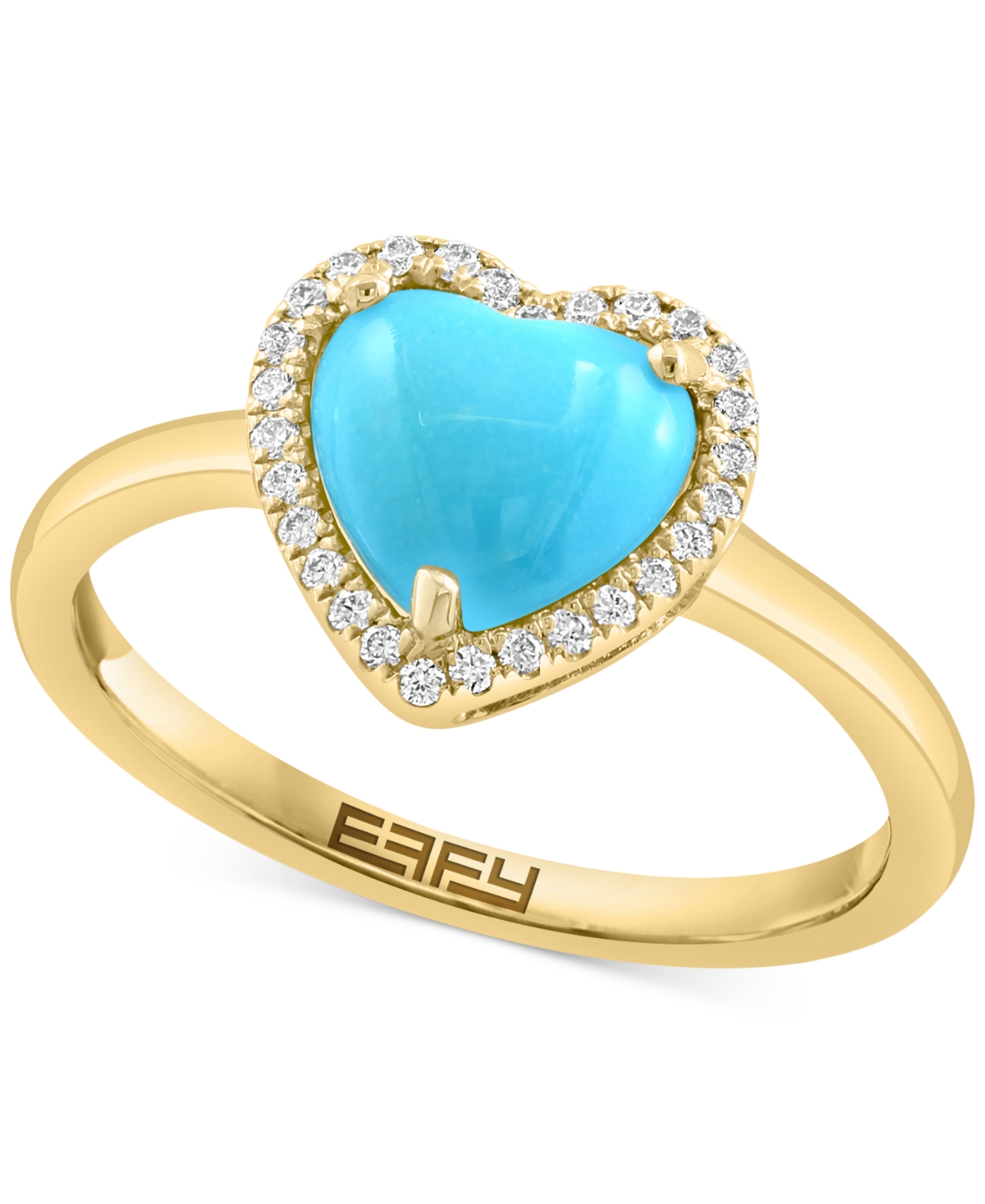 Effy Collection Effy Turquoise & Diamond (1/10 Ct. T.w.) Heart Halo Ring In 14k Gold In Yellow Gold