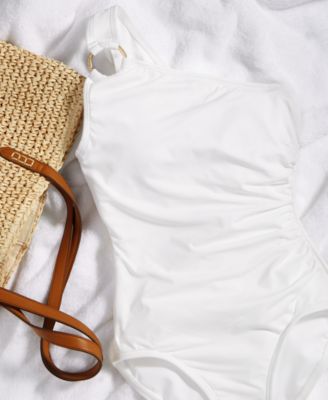 Michael Kors Women's Embellished One-Shoulder Underwire One-Piece Swimsuit