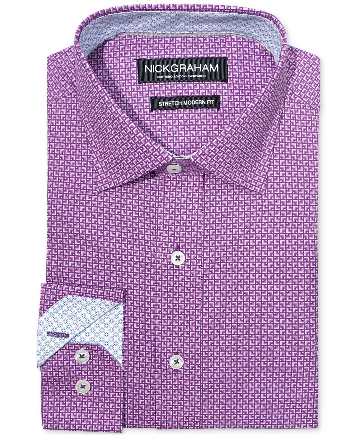 Shop Nick Graham Men's Corner Square Dress Shirt In Purple