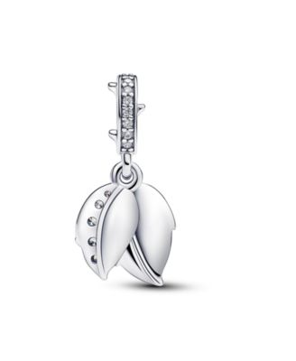 White Rose Bloom Double Dangle Charm in Sterling Silver
