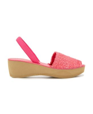 Women's Fine Glass Weave Two-Piece Wedge Sandals