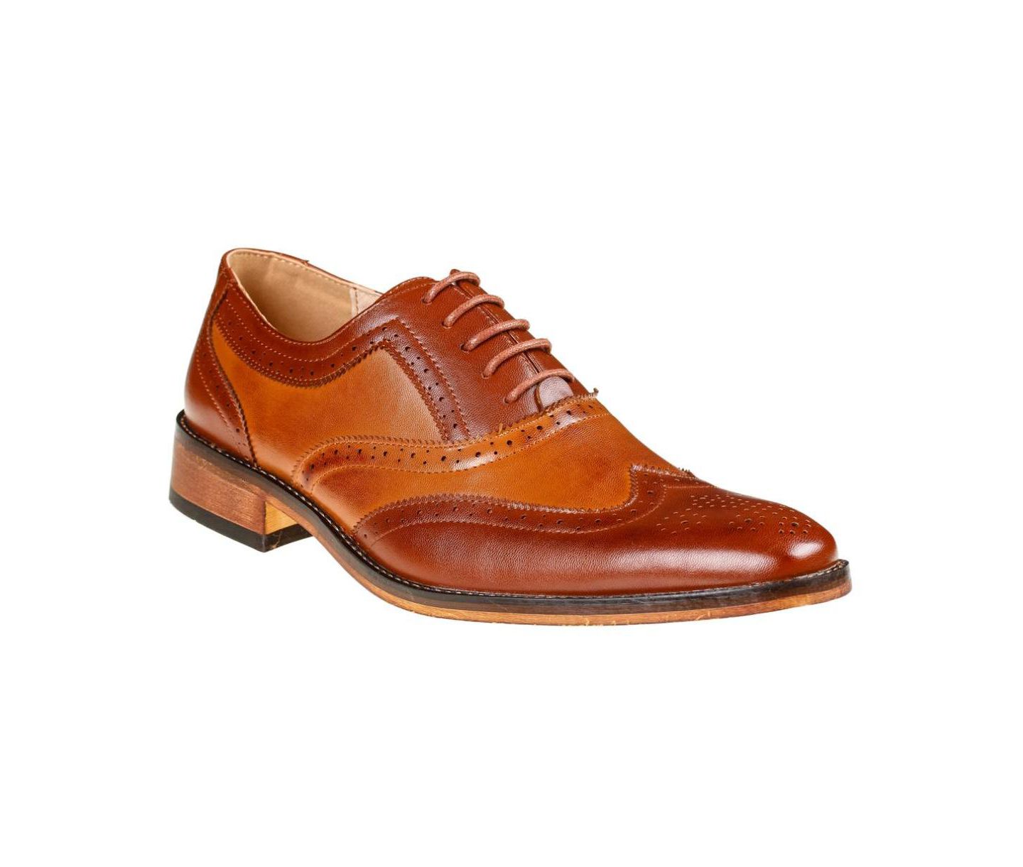 Обувь Gino Vitale Men's Two Tone Wing Tip Oxford Dress Shoes, цвет: Коричневый / Рыжевато-коричневый — фото 3