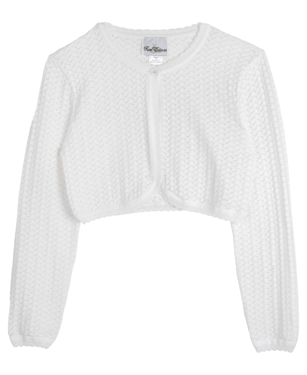 Shop Rare Editions Big Girls Crochet Cardigan Sweater In White